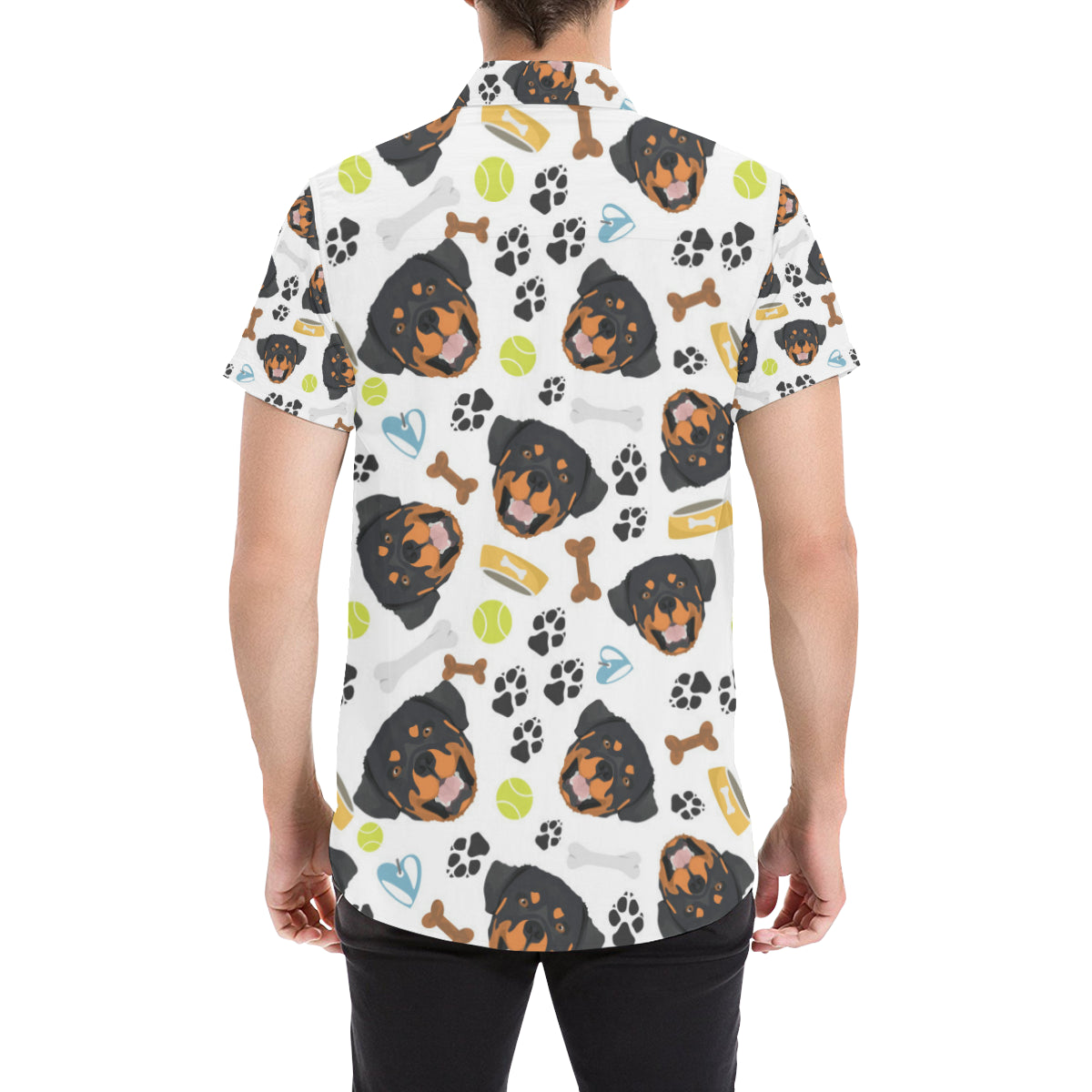 Rottweiler Pattern Print Design A04 Men's Short Sleeve Button Up Shirt