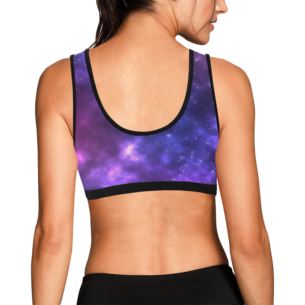 Celestial Purple Blue Galaxy Sports Bra