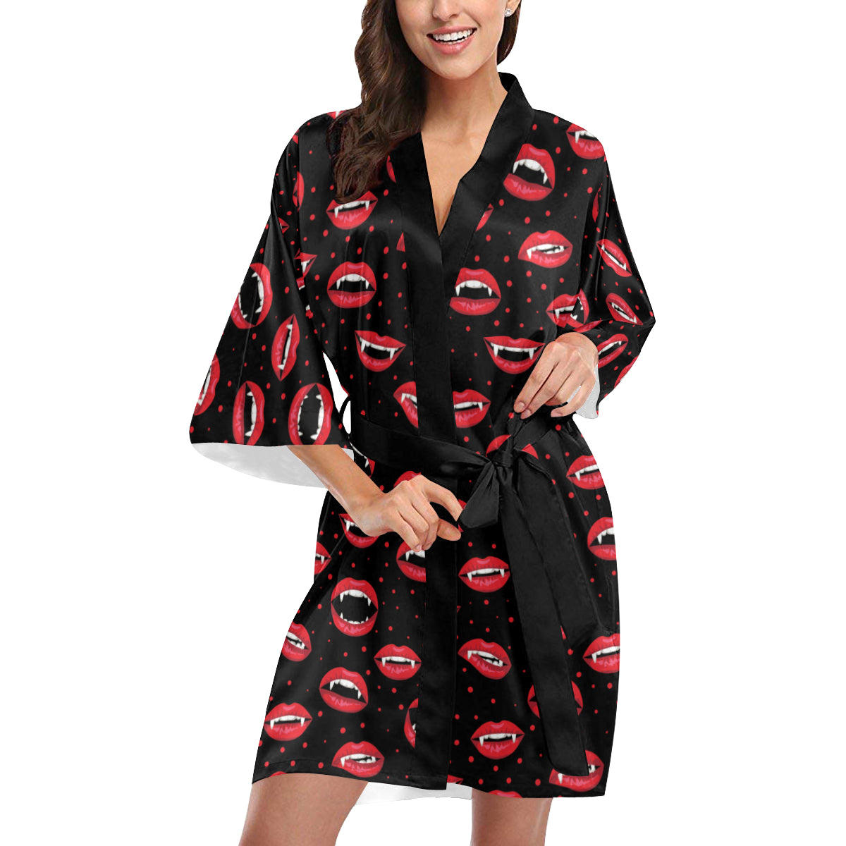 Halloween Pattern Print Design 01 Women's Short Kimono