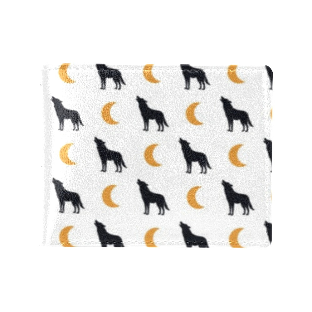 Wolf Moon Print Design LKS302 Men's ID Card Wallet