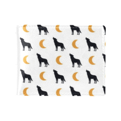 Wolf Moon Print Design LKS302 Men's ID Card Wallet