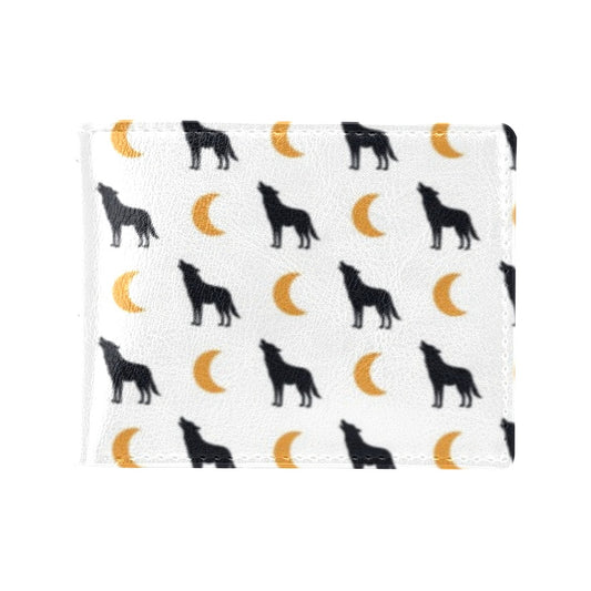 Wolf Moon Print Design LKS302 Men's ID Card Wallet