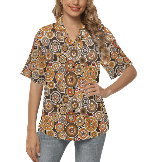 Aboriginal Print Design LKS402 Women's Hawaiian Shirt