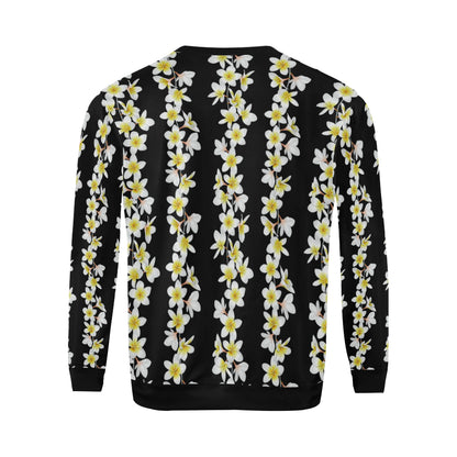 White Plumeria Pattern Print Design PM08 Men Long Sleeve Sweatshirt
