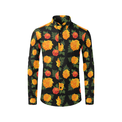 Marigold Pattern Print Design MR05 Men's Long Sleeve Shirt