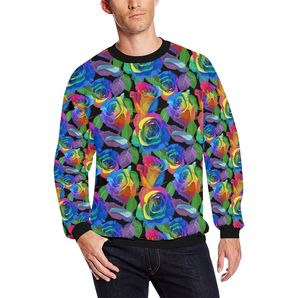 Rose Pattern Print Design RO02 Men Long Sleeve Sweatshirt
