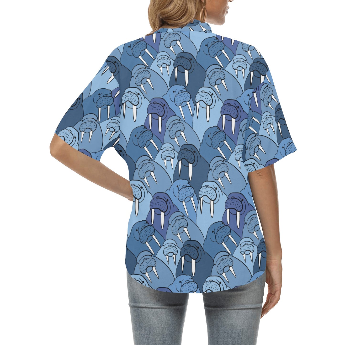 Walrus Pattern Print Design 01 Women's Hawaiian Shirt