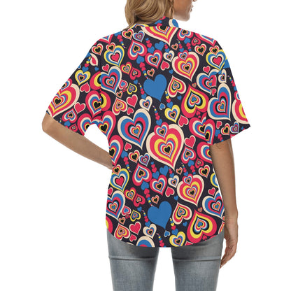 Heart Pattern Print Design HE08 Women's Hawaiian Shirt