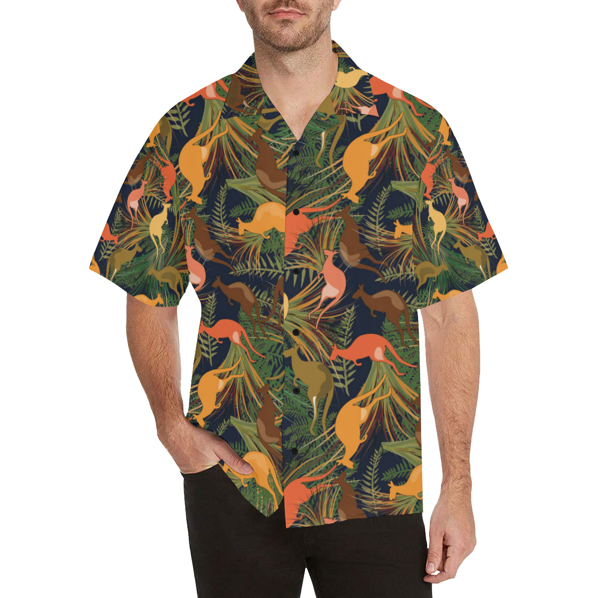 Kangaroos Pattern Print Design 07 Men's Hawaiian Shirt