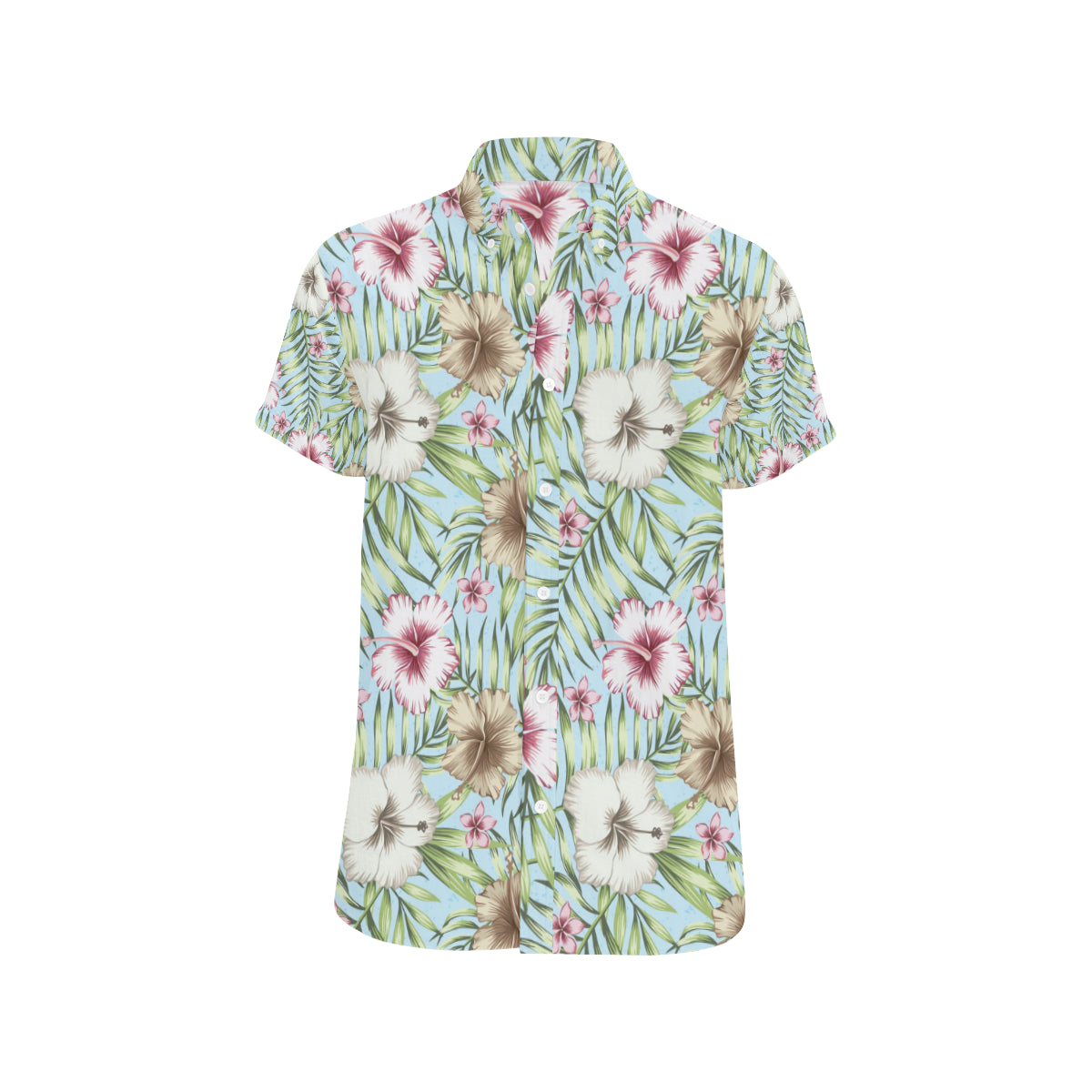 Tropical Flower Pattern Print Design TF05 Men's Short Sleeve Button Up Shirt
