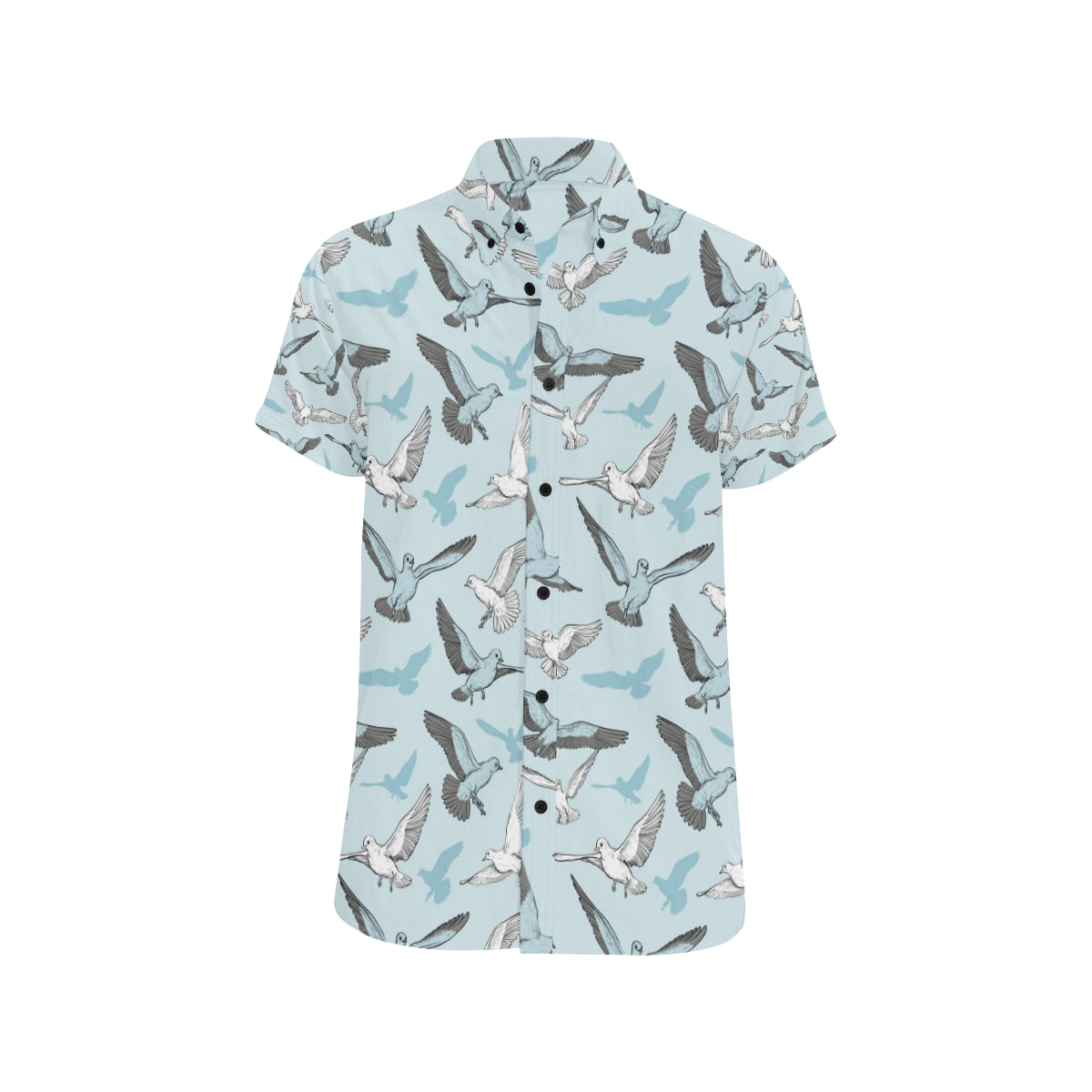 Pigeon Pattern Print Design 03 Men's Short Sleeve Button Up Shirt
