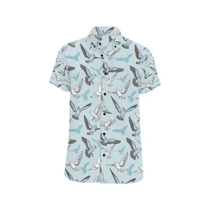 Pigeon Pattern Print Design 03 Men's Short Sleeve Button Up Shirt
