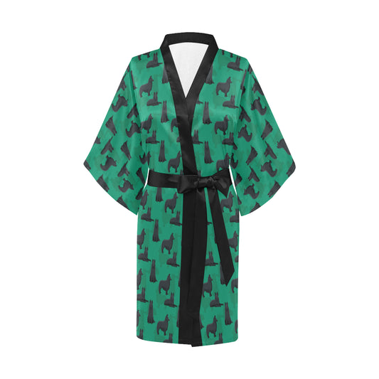 Belgian Sheepdog Pattern Print Design 01 Women's Short Kimono