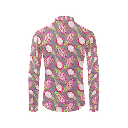 Dragonfruit Pattern Print Design DF03 Men's Long Sleeve Shirt