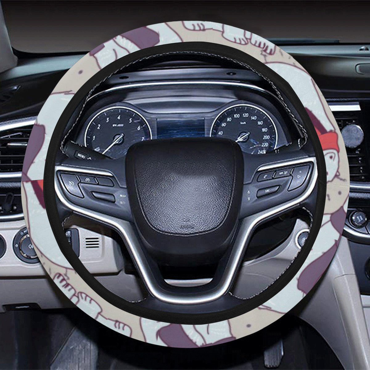 Polar Bear Pattern Print Design PB04 Steering Wheel Cover with Elastic Edge