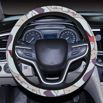 Polar Bear Pattern Print Design PB04 Steering Wheel Cover with Elastic Edge