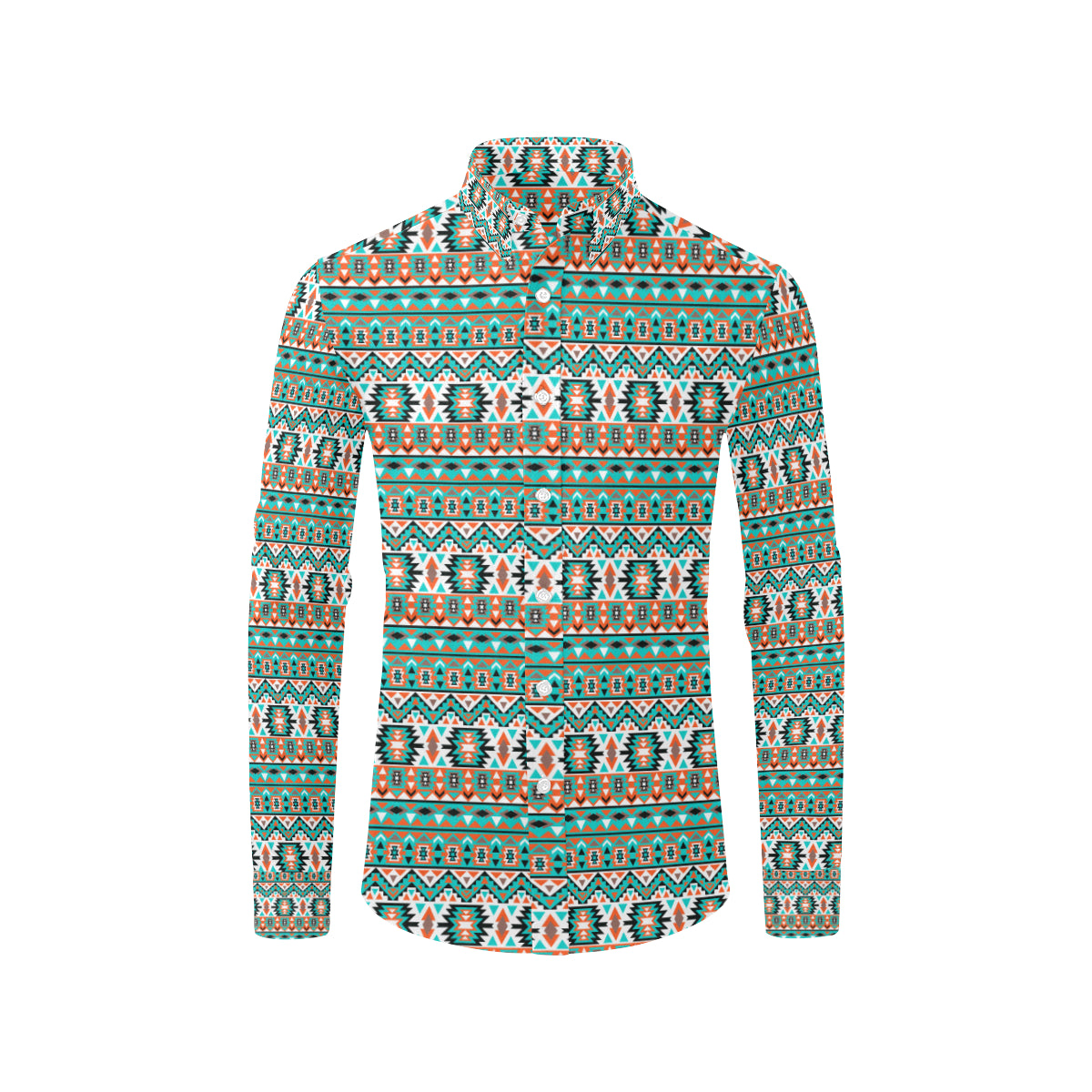 Indian Navajo Ethnic Themed Design Print Men's Long Sleeve Shirt