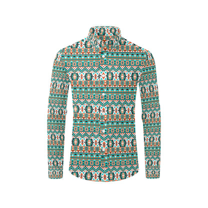 Indian Navajo Ethnic Themed Design Print Men's Long Sleeve Shirt
