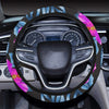 Neon Pink Hibiscus Pattern Print Design HB015 Steering Wheel Cover with Elastic Edge