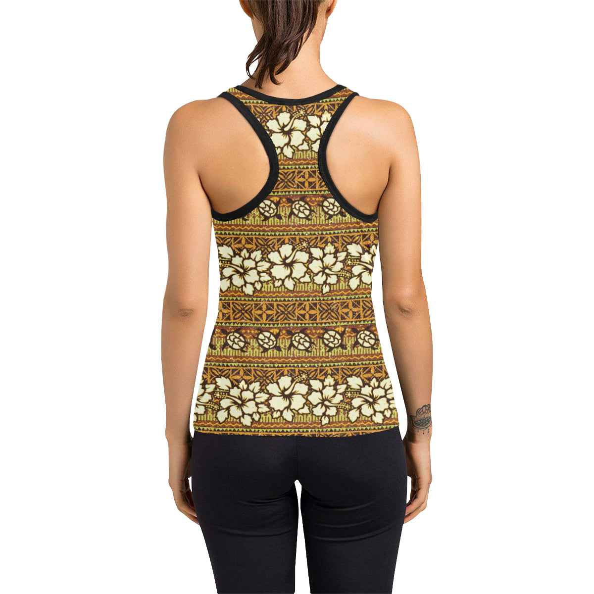 Hawaiian Themed Pattern Print Design H015 Women's Racerback Tank Top