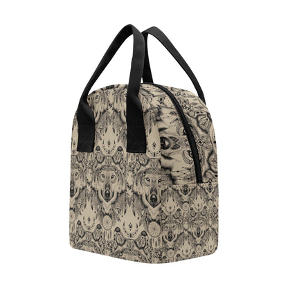 Indian Boho Wolf Insulated Lunch Bag