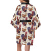 Rooster Pattern Print Design A03 Women's Short Kimono