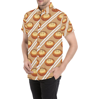 Pie Pattern Print Design A02 Men's Short Sleeve Button Up Shirt