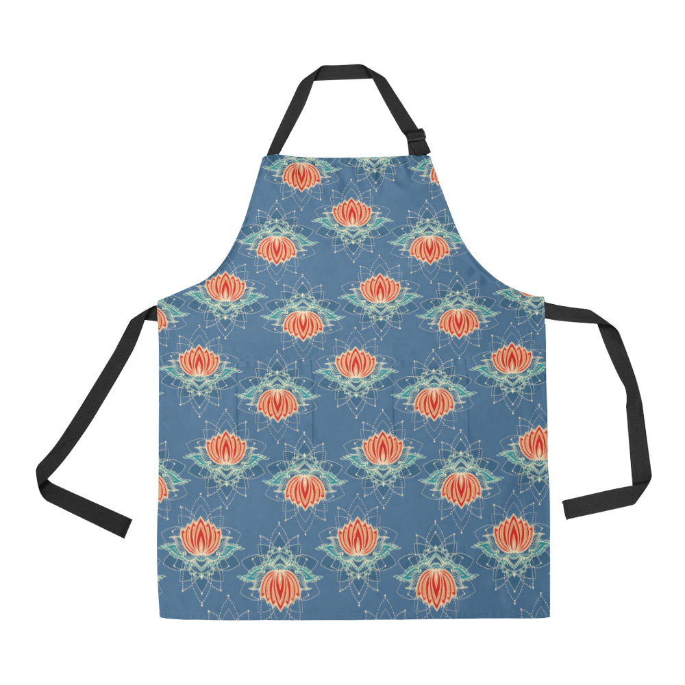 lotus Boho Pattern Print Design LO07 Apron with Pocket