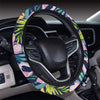 Flamingo Hibiscus Print Steering Wheel Cover with Elastic Edge