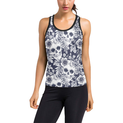 Skull Floral Beautiful Women's Racerback Tank Top