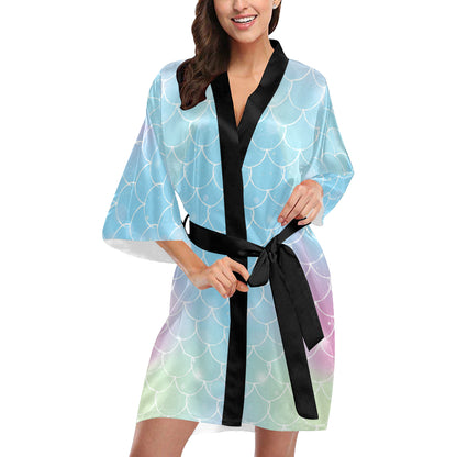 Rainbow Pattern Print Design A06 Women's Short Kimono