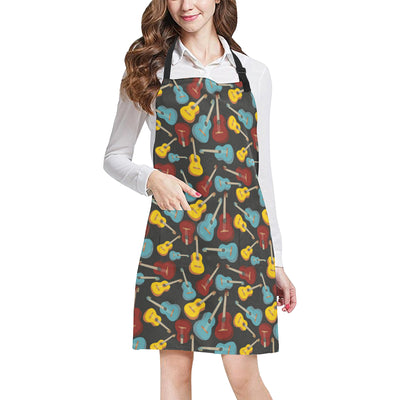 Acoustic Guitar Pattern Print Design 01 Apron with Pocket