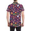 Flower Power Peace Design Print Men's Short Sleeve Button Up Shirt