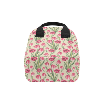 Tulip Pink Pattern Print Design TP06 Insulated Lunch Bag