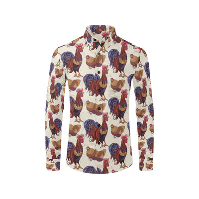 Rooster Pattern Print Design A03 Men's Long Sleeve Shirt