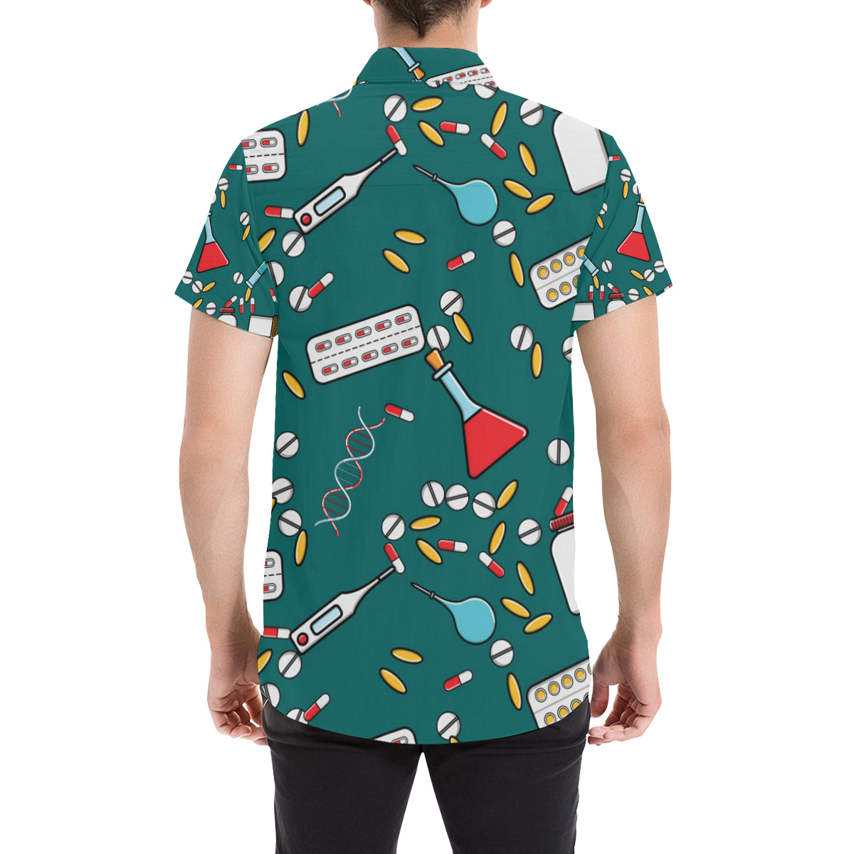 Nurse Pattern Print Design A05 Men's Short Sleeve Button Up Shirt