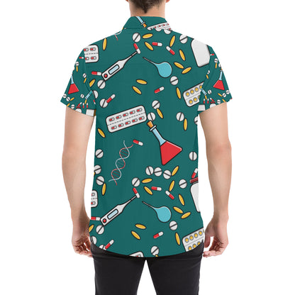 Nurse Pattern Print Design A05 Men's Short Sleeve Button Up Shirt