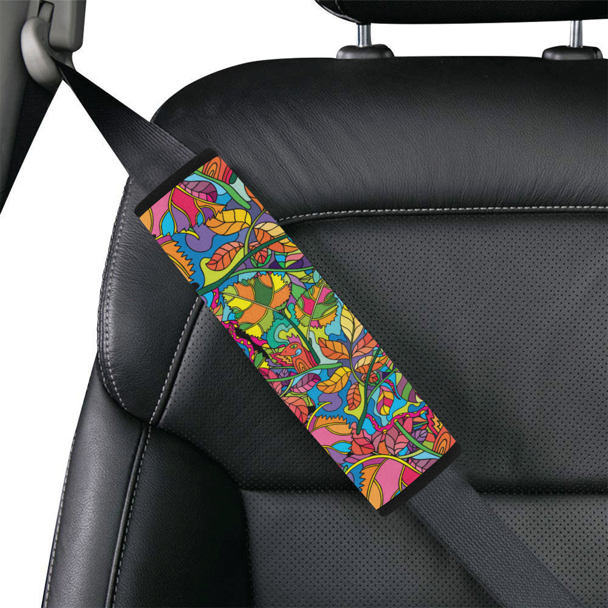 Psychedelic Trippy Flower Print Car Seat Belt Cover