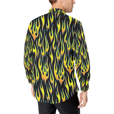 Flame Fire Yellow Pattern Men's Long Sleeve Shirt