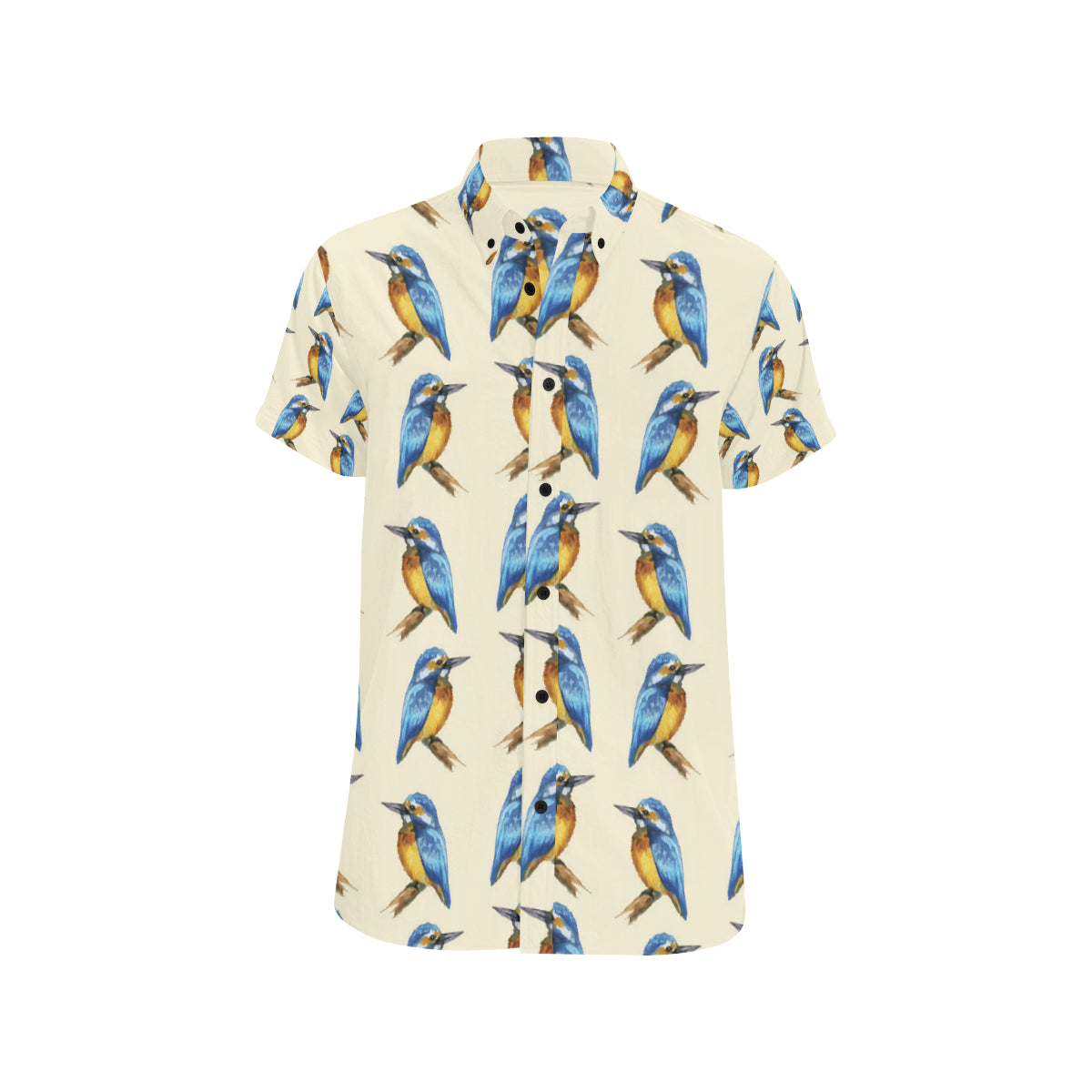Kingfisher Pattern Print Design 01 Men's Short Sleeve Button Up Shirt