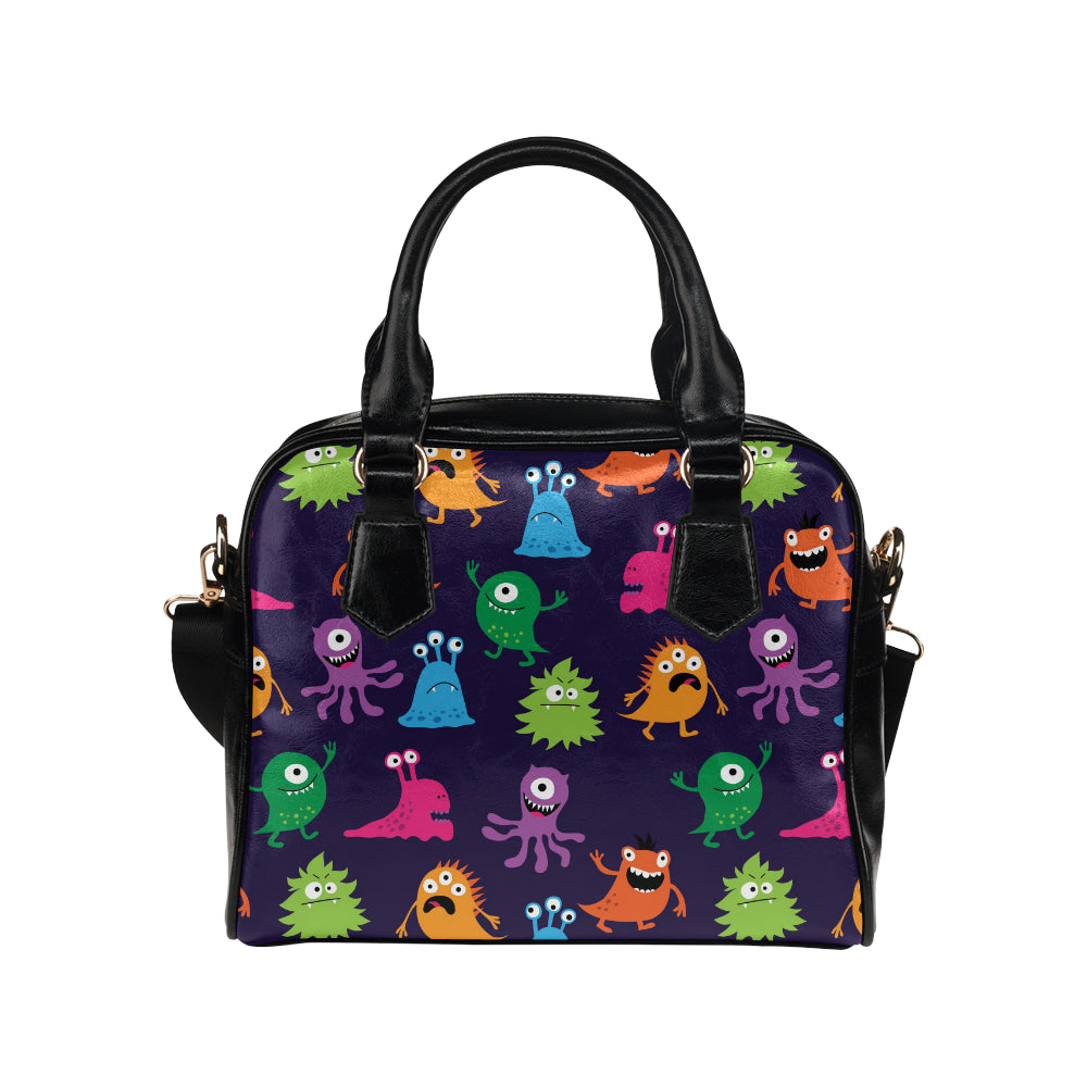 Monster Cartoon Pattern Print Design 02 Shoulder Handbag