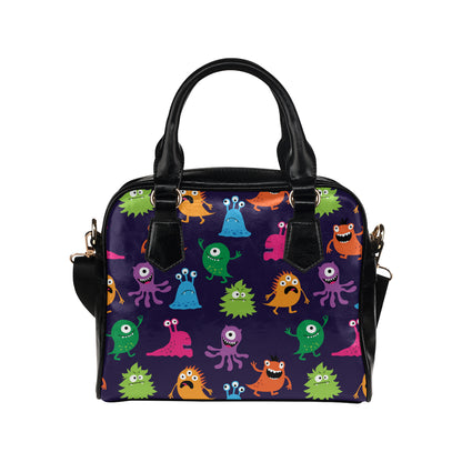 Monster Cartoon Pattern Print Design 02 Shoulder Handbag