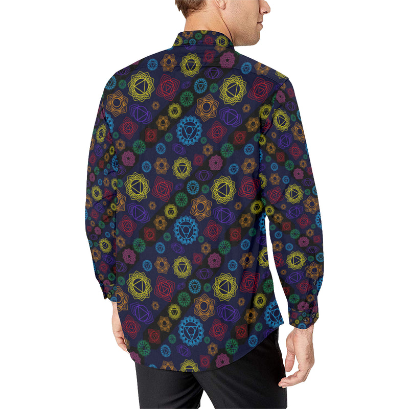 Chakra Colorful Print Pattern Men's Long Sleeve Shirt