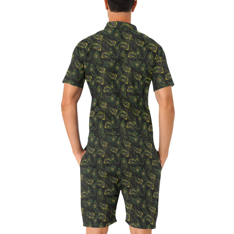 Peacock Feather Pattern Design Print Men's Romper