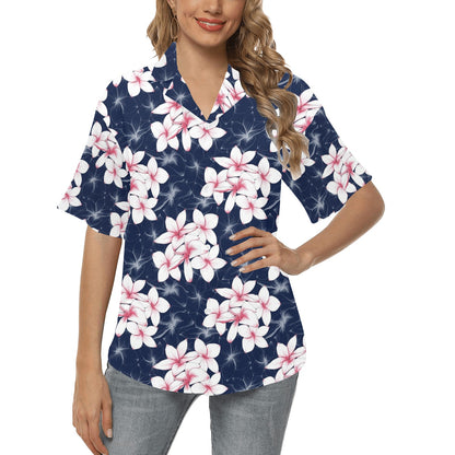 Plumeria Pattern Print Design PM017 Women's Hawaiian Shirt