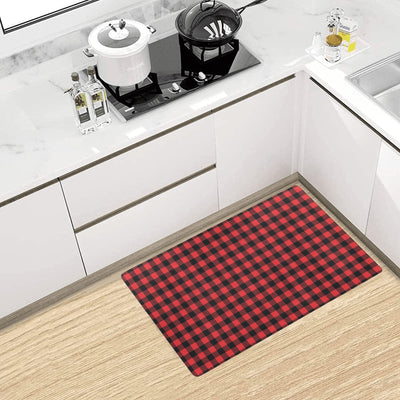 Red Black Buffalo Tartan Plaid Pattern Kitchen Mat