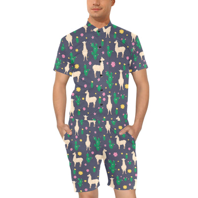 Llama Cactus Pattern Print Design 012 Men's Romper