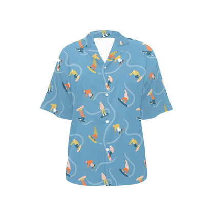 Snowboard Print Design LKS303 Women's Hawaiian Shirt