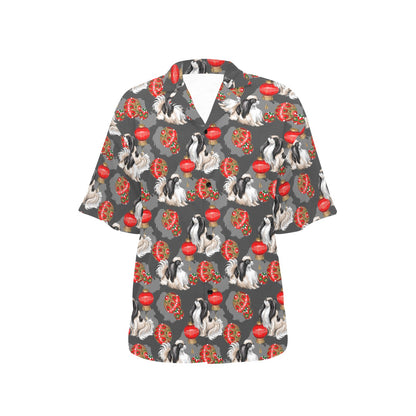 Japanese Chin Pattern Print Design 02 Women's Hawaiian Shirt