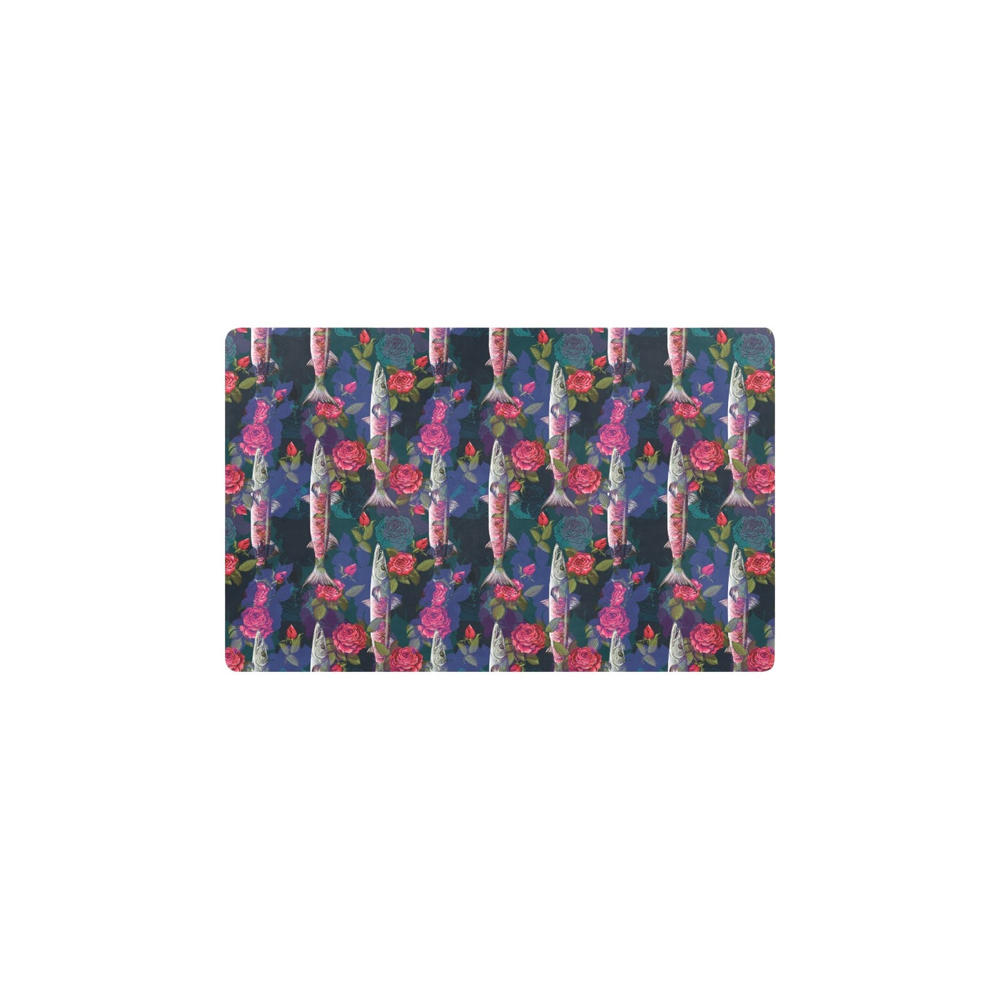 Barracuda with Folwer Pattern Print Design 01 Kitchen Mat
